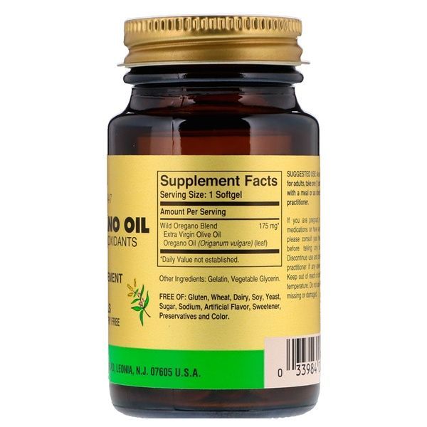 Масло Орегано с Натуральными Антиоксидантами, Wild Oregano Oil, Solgar, 60 желатиновых капсул,  Solgar фото