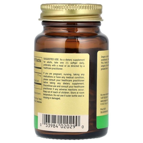 Масло Орегано с Натуральными Антиоксидантами, Wild Oregano Oil, Solgar, 60 желатиновых капсул,  Solgar фото