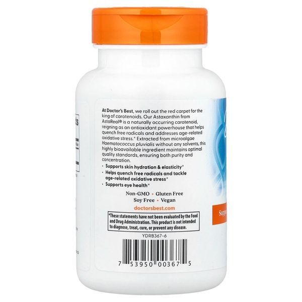 Астаксантин, 6 мг, Astaxanthin, Doctor's Best, 90 вегетарианских капсул,  Doctor's Best фото