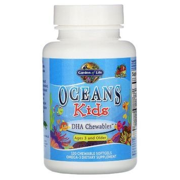 Комплекс Для Дітей Омега 3, З ДГК, Oceans Kids, Garden of Life, Від 3 Років і Старше, Смак Ягідний Лайм, 120 мг, 120 жувальних м'яких таблеток,  Garden of Life фото