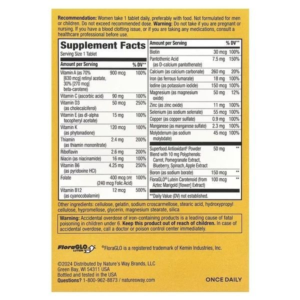 Мультивитаминный комплекс Для Женщин, Alive! Women's Energy Complete Multivitamin, Nature's Way, 50 таблеток,  Nature's Way фото