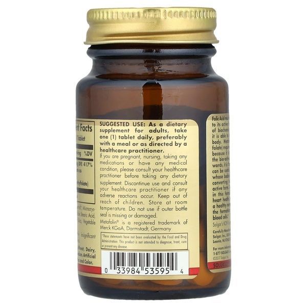 Фолиевая Кислота (В9), Метафолин,1,000 мкг, Folate as Metafolin, Solgar, 60 таблеток,  Solgar фото