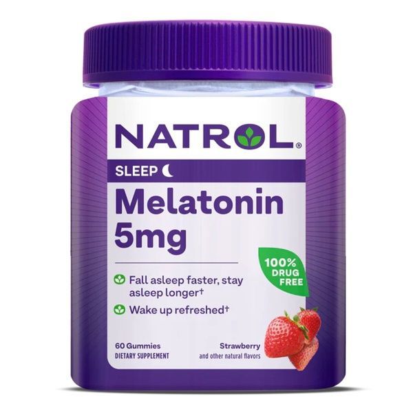 Мелатонин, 5 мг, вкус клубники, Melatonin, Natrol, 60 жевательных таблеток,  Natrol фото