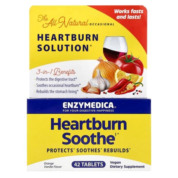 Комплекс для полегшення печії, смак апельсину та ванілі, Heartburn Soothe, Enzymedica, 42 жувальні таблетки,  Enzymedica фото