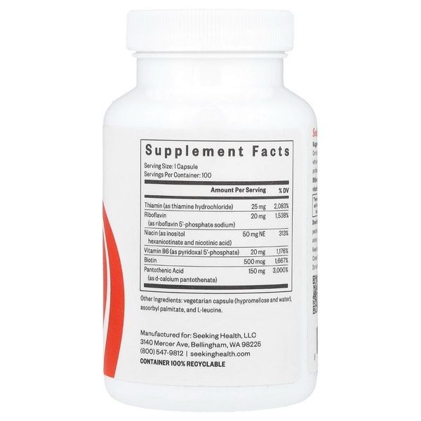 B-Комплекс без фолиевой кислоты и B12, B-Minus, Seeking Health, 100 вегетарианских капсул,  Seeking Health фото