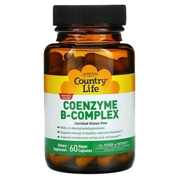 Коензим В-Комплексу, Coenzyme B-Complex, Country Life, 60 вегетаріанських капсул,  Country Life фото