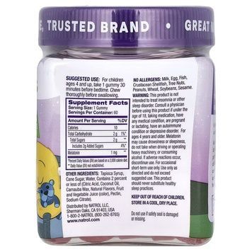 Мелатонін для дітей від 4 років, 1 мг, смак ягід, Melatonin, Ages 4+, Natrol, 60 жувальних цукерок,  Natrol фото