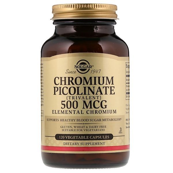 УЦЕНКА Хром Пиколинат, Chromium Picolinate, Solgar, 500 мкг, 120 капсул (нарушена внешняя пленка),  Solgar фото