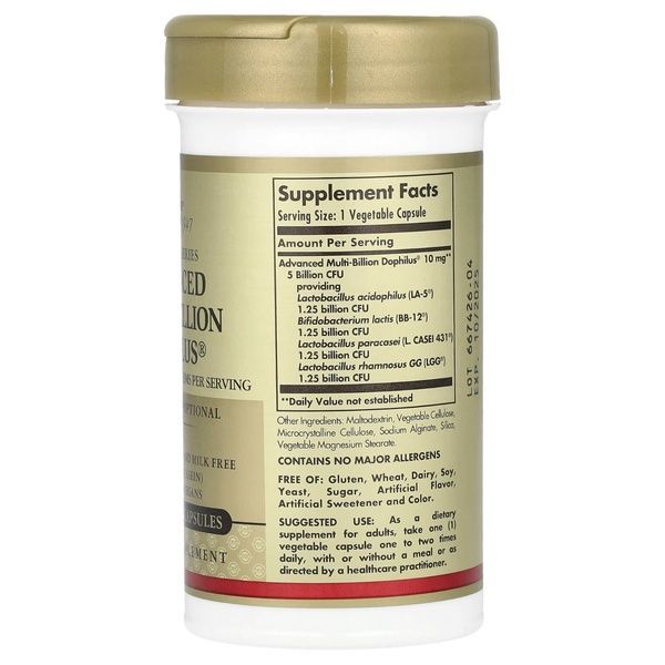 Комплексные Пробиотики Дофилус, Advanced Multi-Billion Dophilus, Solgar, 60 капсул,  Solgar фото