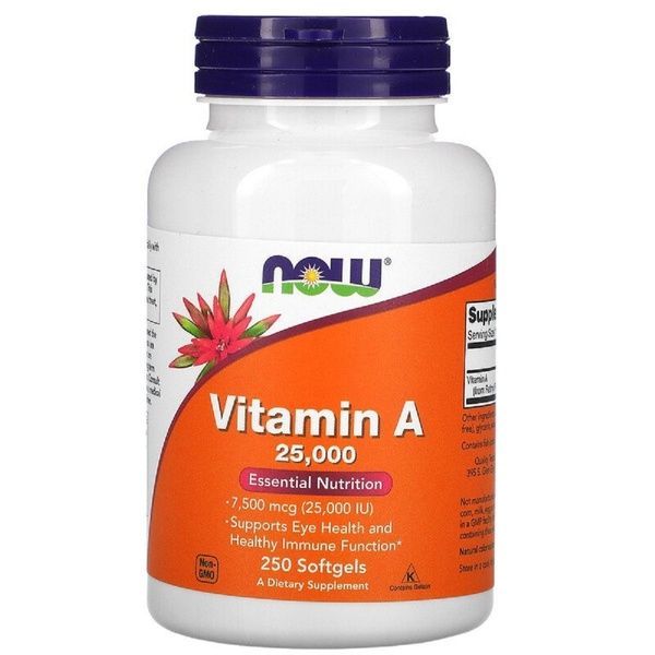 Витамин А, Vitamin A, Now Foods, 25,000 МЕ, 250 желатиновых капсул,  Now Foods фото