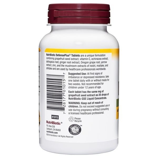 Максимальная защита с экстрактом семян грейпфрута, DefensePlus, Maximum Strength, NutriBiotic, 90 таблеток,  NutriBiotic фото