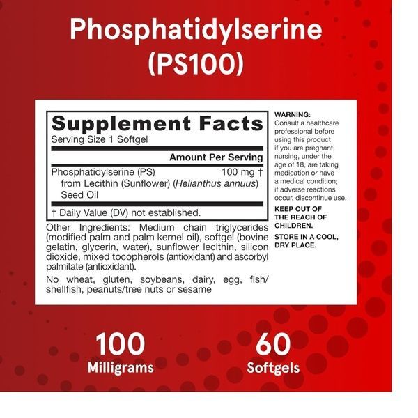 Фосфатидилсерин, 100 мг, PS100, Phosphatidylserine, Jarrow Formulas, 60 гелевых капсул,  Jarrow Formulas фото