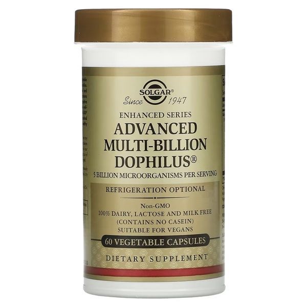 Комплексные Пробиотики Дофилус, Advanced Multi-Billion Dophilus, Solgar, 60 капсул,  Solgar фото