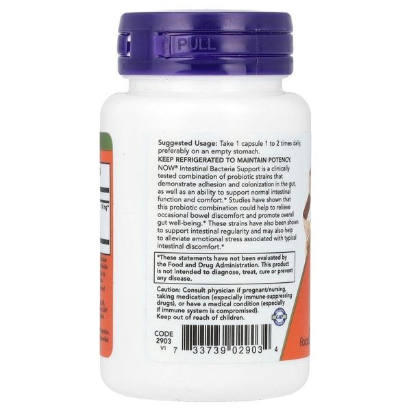 Поддержка бактерий кишечника, Intestinal Bacteria Support, Now Foods, 60 вегетарианских капсул,  Now Foods фото