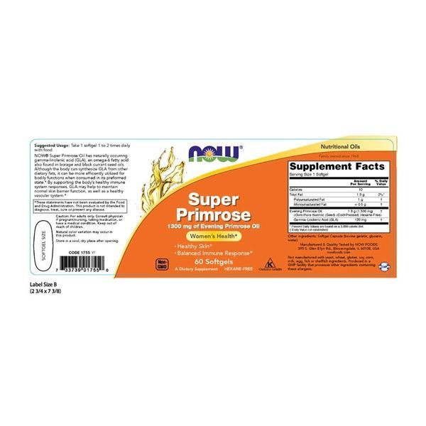 Масло Примулы Вечерней 1300mg, Now Foods, 60 желатиновых капсул,  Now Foods фото
