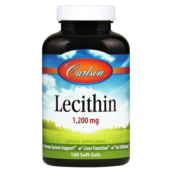 Лецитин, 1200 мг, Lecithin, Carlson, 100 желатинових капсул,  Carlson фото