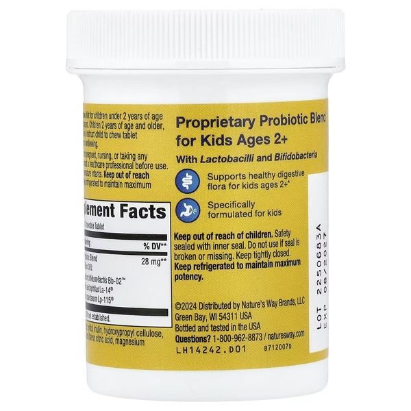 Пробіотики для дітей від 2 років, 3 млрд КУО, смак апельсину, Primadophilus Kids Probiotic, Nature's Way, 30 жувальних таблеток,  Nature's Way фото