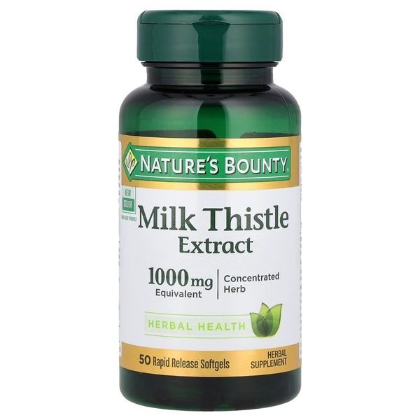 Расторопша, 1000 мг, Milk Thistle, Nature's Bounty, 50 гелевых капсул,  Nature's Bounty фото