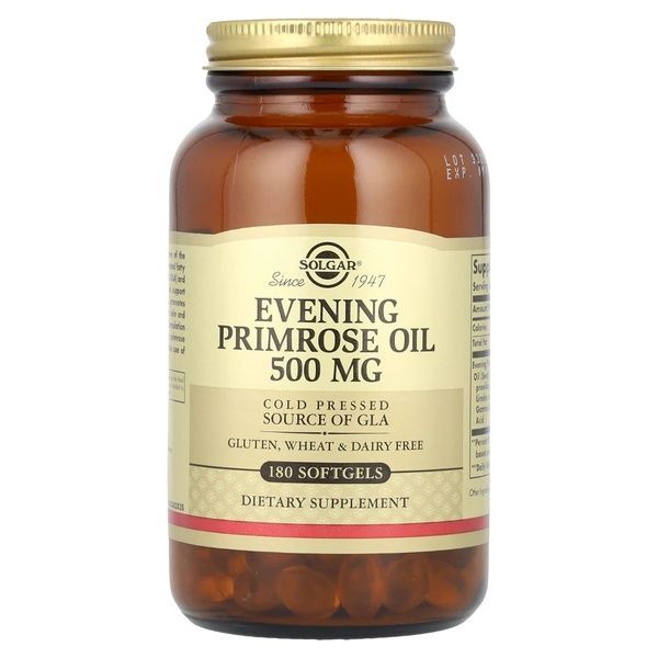 Масло Примулы Вечерней 500 мг, Evening Primrose Oil, Solgar, 180 желатиновых капсул,  Solgar фото