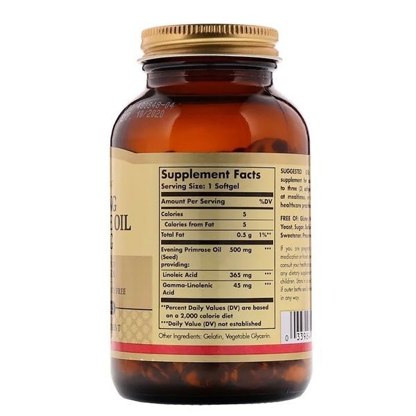 Масло Примулы Вечерней 500 мг, Evening Primrose Oil, Solgar, 180 желатиновых капсул,  Solgar фото