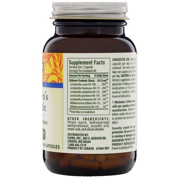 Пробиотики для Детей, Children`s Probiotic, Flora, 60 капсул,  Allergy Research Group фото