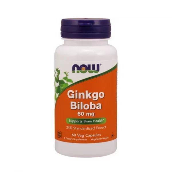 Гинкго Билоба, 60 мг, Ginkgo Biloba, Now Foods, 60 вегетарианских капсул,  Now Foods фото