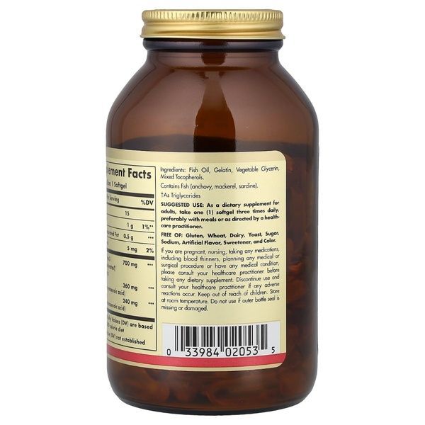 Омега-3, ЕПК і ДГК, Double Strength, 700 мг, Solgar, 120 желатинових капсул,  Solgar фото