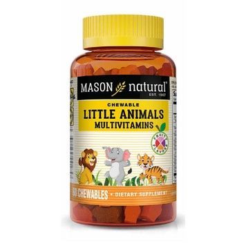 Мультивітаміни для дітей, Little Animals Multivitamins, Mason Natural, 60 жувальних пігулок,  Mason Natural фото