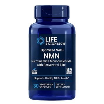 Нікотинамід з ресвератролом, NMN Nicotinamide Mononucleotide with Resveratrol Elite, Life Extension, 30 вегетаріанських капсул,  Life Extension фото