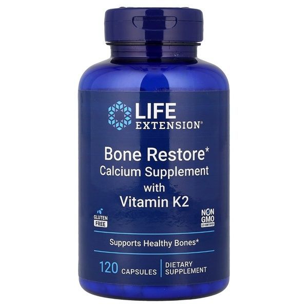 Відновлення Кісток + К2, Bone Restore with Vitamin K2 Life Extension, 120 капсул,  Life Extension фото
