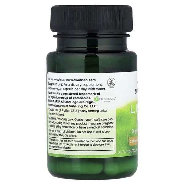 Пробиотик, 7 млрд КОЕ, Probiotic L. Reuteri Plus, Swanson, 30 веганских капсул,  Swanson фото