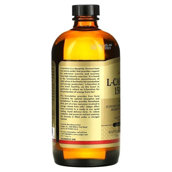 L-Карнітин, 1500 мг, смак лимону, L-Carnitine, Solgar, 473мл,  Solgar фото
