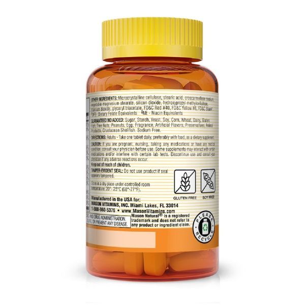B-комплекс от стресса с антиоксидантами и цинком, Stress B-Complex With Antioxidants + Zinc, Mason Natural, 60 таблеток,  Mason Natural фото