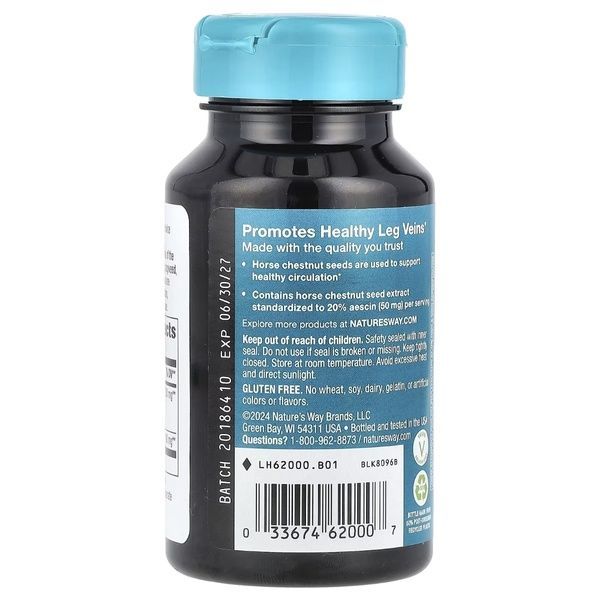 Кінський каштан, преміум екстракт, 250 мг, Horse Chestnut, Premium Extract, Nature's Way, 90 вегетаріанських капсул,  Nature's Way фото