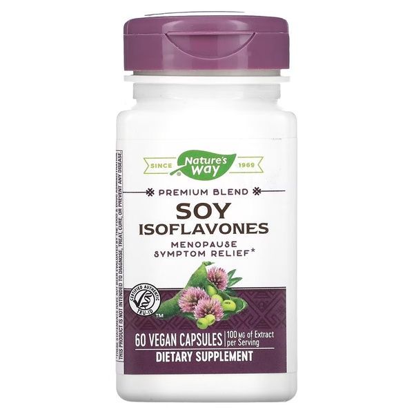 Соєві ізофлавони, преміальної якості, Premium Blend, Soy Isoflavones, Nature's Way, 60 вегетаріанських капсул,  Nature's Way фото