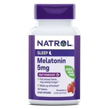 Мелатонін швидкорозчинний, 5 мг, смак полуниці, Melatonin, Fast Dissolve, Natrol, 30 таблеток,  Natrol фото