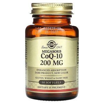 Коензим Q-10, 200 мг, Megasorb CoQ-10, Solgar, 60 гелевих капсул,  Solgar фото