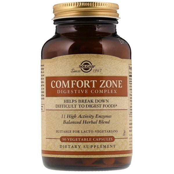 УЦІНКА Комплекс для травлення Comfort Zone Digestive Complex, Solgar, 90 вегетаріанських капсул (м'ята коробка),  Solgar фото