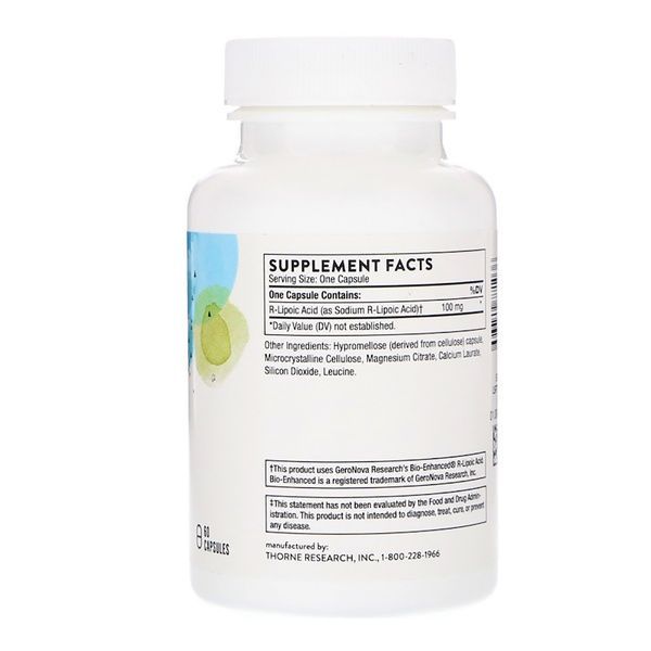 R-Ліпоєва кислота, R-Lipoic Acid, Thorne, 60 капсул,  Thorne фото