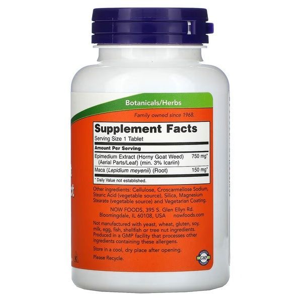 Горянка (эпимедиум), 750 мг, Horny Goat Weed Extract, Now Foods, 90 таблеток,  Now Foods фото