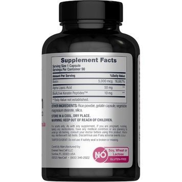 Біотин + кератин з альфа-ліпоєвою кислотою, Biotin + Keratin & Alpha Lipoic Acid, Neocell, 90 капсул,  Neocell фото