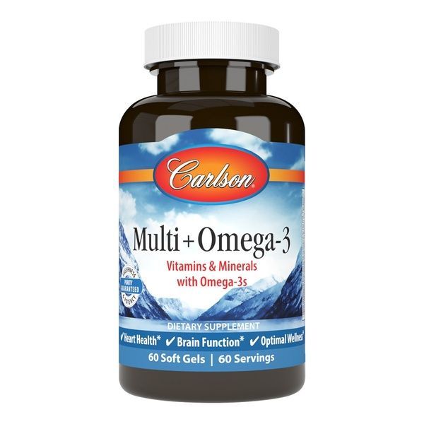 Мультивитамины с Омега-3, Multi + Omega-3, Carlson, 60 гелевых капсул,  Carlson фото