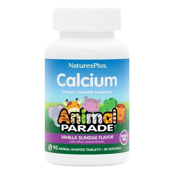 Кальций для Детей, Без Сахара, Вкус Ванили, Animal Parade, Natures Plus, 90 жевательных таблеток,  Natures Plus фото