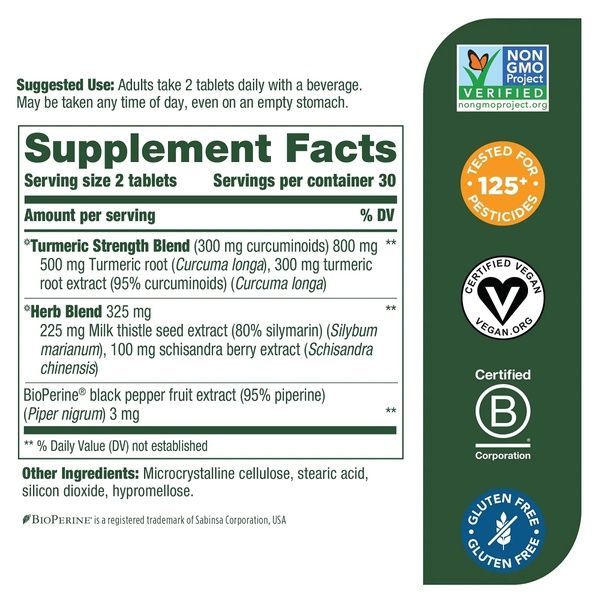 Сила куркумы для печени, Turmeric Strength for Liver, MegaFood, 60 таблеток,  MegaFood фото