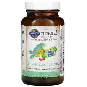 Кальцій Органічний, Organic Plant Calcium, MyKind Organics, Garden of Life, 90 таблеток,  Garden of Life фото