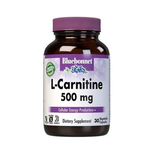 L-Карнитин 500 мг, L-Carnitine, Bluebonnet Nutrition, 30 вегетарианских капсул,  Bluebonnet Nutrition фото