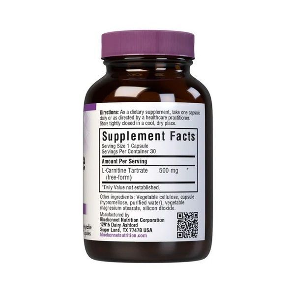 L-Карнитин 500 мг, L-Carnitine, Bluebonnet Nutrition, 30 вегетарианских капсул,  Bluebonnet Nutrition фото