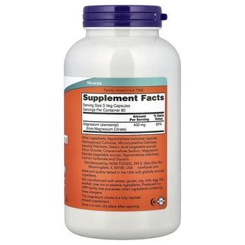 Магний цитрат, Magnesium Citrate, Now Foods, 240 вегетарианских капсул,  Now Foods фото