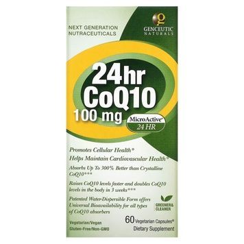 Коэнзим Q10, 100 мг, CoQ10, Genceutic Naturals, 60 вегетарианских капсул,  Genceutic Naturals фото