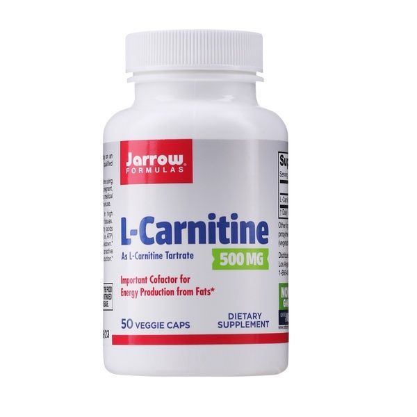 L-Карнитин 500, 500 Мг, L-Carnitine, Jarrow Formulas, 50 Вегетарианских Капсул,  Jarrow Formulas фото